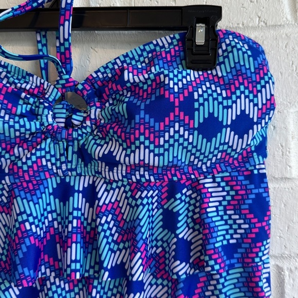 NWOT Collections by Catalina Vibrant Blue Patterned Women's Swim Takini Size L - Picture 11 of 12